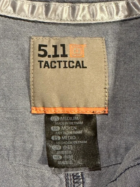 5.11 Tactical Blue Gray Long Sleeve Snap-Up Shirt with Pockets size M - Picture 2 of 12